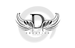 Initial D Typography Flourishes Logogram Beauty Wings Logo