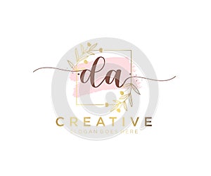 Initial DA feminine logo. Usable for Nature, Salon, Spa, Cosmetic and Beauty Logos. Flat Vector Logo Design Template Element