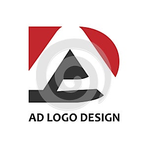 Initial DA letters logo design. AD logo template vector red and black color best icon design. DA letter logo monogram icon design
