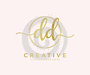 Initial DD feminine logo. Usable for Nature, Salon, Spa, Cosmetic and Beauty Logos. Flat Vector Logo Design Template Element