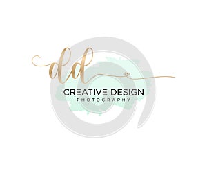 Initial DD handwriting logo with brush template vector