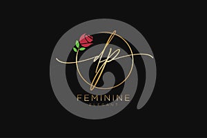 initial DP Feminine logo beauty monogram and elegant logo design, handwriting logo of initial signature, wedding, fashion, floral