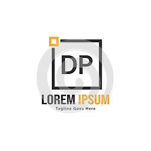 Initial DP logo template with modern frame. Minimalist DP letter logo vector illustration