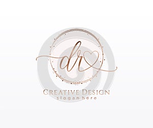 Initial DR handwriting logo with circle template vector photo