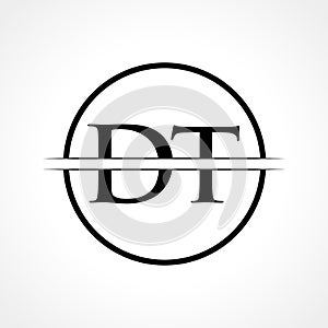 Initial DT Letter Logo Design Vector Template With Black Color. DT Logo Design
