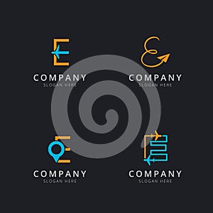 Initial E logo with travel elements template