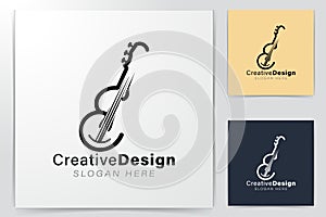 initial e. monoline guitar musician logo Ideas. Inspiration logo design. Template Vector Illustration. Isolated On White