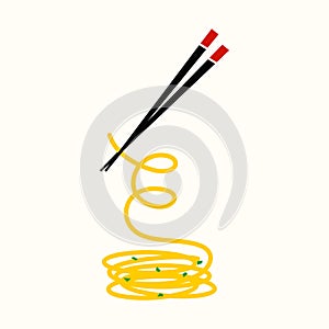 Initial E Noodle Chopstick logo