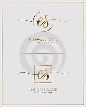 Initial E S ES handwriting logo vector. Letter handwritten logo template.