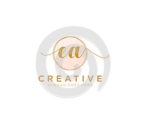 initial EA Feminine logo beauty monogram and elegant logo design, handwriting logo of initial signature, wedding, fashion, floral