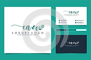 Initial EA Feminine logo collections and business card templat Premium Vector