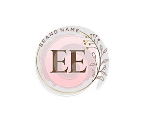 Initial EE feminine logo. Usable for Nature, Salon, Spa, Cosmetic and Beauty Logos. Flat Vector Logo Design Template Element