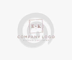 initial EK letters Decorative luxury wedding logo