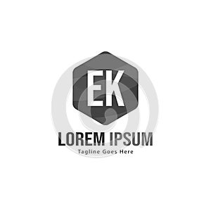 Initial EK logo template with modern frame. Minimalist EK letter logo vector illustration