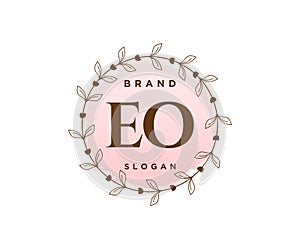 Initial EO feminine logo. Usable for Nature, Salon, Spa, Cosmetic and Beauty Logos. Flat Vector Logo Design Template Element