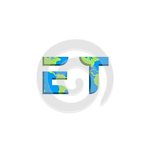 Initial ET logo design with World Map style, Logo business branding