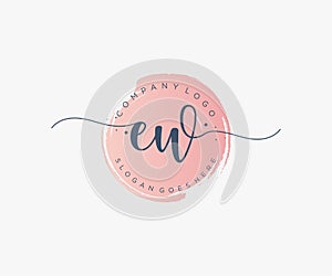Initial EW feminine logo. Usable for Nature, Salon, Spa, Cosmetic and Beauty Logos. Flat Vector Logo Design Template Element