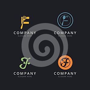 Initial F logo with restaurant elements