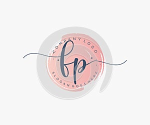 Initial FP feminine logo. Usable for Nature, Salon, Spa, Cosmetic and Beauty Logos. Flat Vector Logo Design Template Element