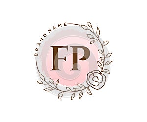 Initial FP feminine logo. Usable for Nature, Salon, Spa, Cosmetic and Beauty Logos. Flat Vector Logo Design Template Element