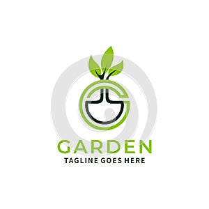 Initial g flower pot for garden logo