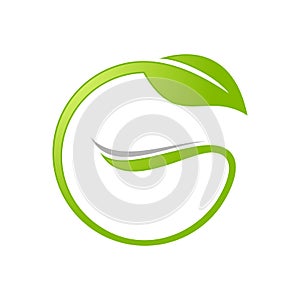 Initial G Lettermark Leaf Circle Symbol Design photo
