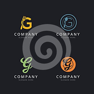 Initial G logo with restaurant elements