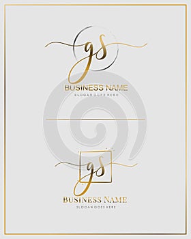 Initial G S GS handwriting logo vector. Letter handwritten logo template.