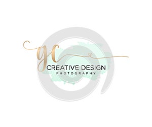 Initial GC handwriting logo with brush template vector