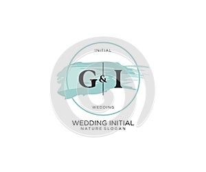 Initial GI Letter Beauty vector initial logo, handwriting logo of initial signature, wedding, fashion, jewerly, boutique, floral