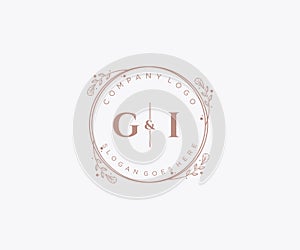 initial GI letters Decorative luxury wedding logo