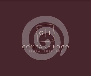 initial GI letters Decorative luxury wedding logo