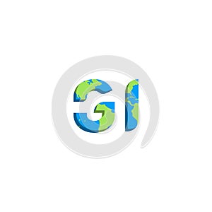Initial GI logo design with World Map style, Logo business branding photo