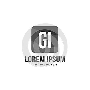 Initial GI logo template with modern frame. Minimalist GI letter logo vector illustration