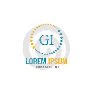 Initial GI logo template with modern frame. Minimalist GI letter logo vector illustration