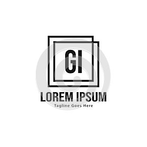 Initial GI logo template with modern frame. Minimalist GI letter logo vector illustration