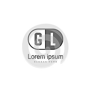 Initial GL logo template with modern frame. Minimalist GL letter logo vector illustration