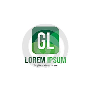 Initial GL logo template with modern frame. Minimalist GL letter logo vector illustration