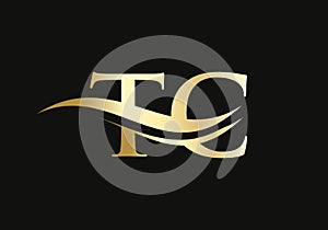 Initial Gold letter TC logo design. TC logo design vector