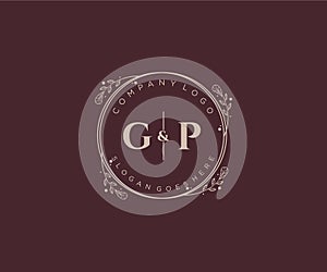 initial GP letters Decorative luxury wedding logo