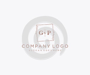 initial GP letters Decorative luxury wedding logo