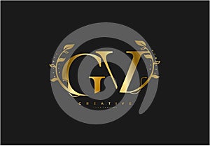 Initial GV Letter Linked Swoosh Rounded Monogram Logotype