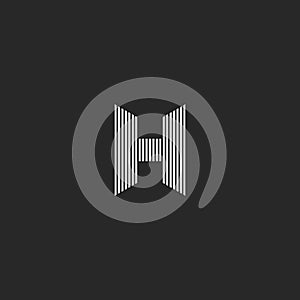 Initial H letter logo modern trendy monogram, parallel lines striped shape