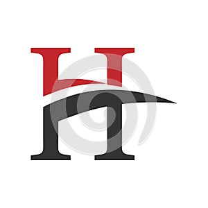 Initial H letters logo design. H logo vector red and black color. H icon design. H logo icon photo