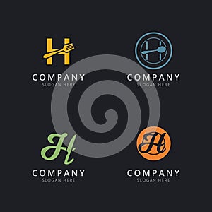 Initial H logo with restaurant elements