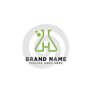 initial h molecular dna logo design template vector illustration icon element