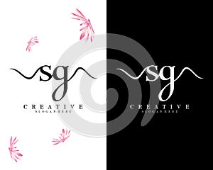 Initial handwriting Sg, gs Letter Logo Template Vector Design with black and white background