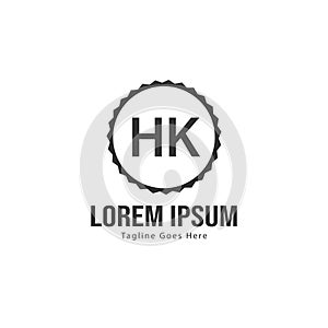 Initial HK logo template with modern frame. Minimalist HK letter logo vector illustration