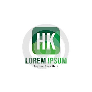 Initial HK logo template with modern frame. Minimalist HK letter logo vector illustration