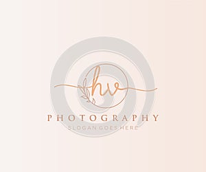 Initial HV feminine logo. Usable for Nature, Salon, Spa, Cosmetic and Beauty Logos. Flat Vector Logo Design Template Element